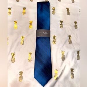 NWT! Van Heusen Men's Neck Tie, Navy/Royal Blue Heather Color